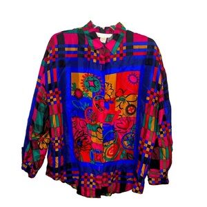 The Limited Vintage Silk Modern Art Print Blouse